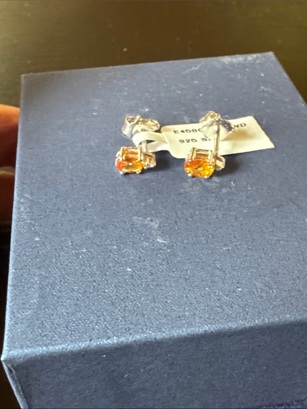 Sterling Silver Orange Citrine Stud Earrings